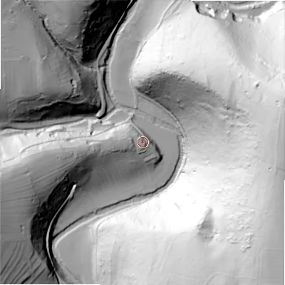 Shaded relief map of the ground around ST137SS, computed from Environment Agency LiDAR. The ground here sits at about 211 m above sea level and falls 166 m across the surrounding 800 m. Surface water reaching this point runs off ground lying to the west, 7.2 m higher.