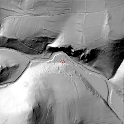 Shaded relief map of the ground around ST137TX, computed from Environment Agency LiDAR. The ground here sits at about 166 m above sea level and falls 138 m across the surrounding 800 m. Surface water reaching this point runs off ground lying to the south-south-west, 125.4 m higher.