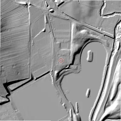 Shaded relief map of the ground around ST145JR, computed from Environment Agency LiDAR. The ground here sits at about 91 m above sea level and falls 21 m across the surrounding 800 m. Surface water reaching this point runs off ground lying to the north-north-west, 1.1 m higher.