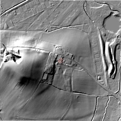 Shaded relief map of the ground around ST148LN, computed from Environment Agency LiDAR. The ground here sits at about 78 m above sea level and falls 33 m across the surrounding 800 m. Surface water reaching this point runs off ground lying to the west-south-west, 10.0 m higher.