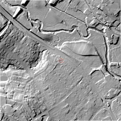 Shaded relief map of the ground around ST150DL, computed from Environment Agency LiDAR. The ground here sits at about 89 m above sea level and falls 30 m across the surrounding 800 m. Surface water reaching this point runs off ground lying to the south-west, 3.4 m higher.