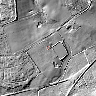 Shaded relief map of the ground around ST150NF, computed from Environment Agency LiDAR. The ground here sits at about 101 m above sea level and falls 16 m across the surrounding 800 m. Surface water reaching this point runs off ground lying to the north-north-west, 1.4 m higher.