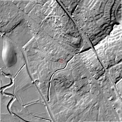 Shaded relief map of the ground around ST158FQ, computed from Environment Agency LiDAR. The ground here sits at about 89 m above sea level and falls 27 m across the surrounding 800 m. Surface water reaching this point runs off ground lying to the north-east, 2.3 m higher.