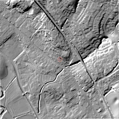Shaded relief map of the ground around ST158PY, computed from Environment Agency LiDAR. The ground here sits at about 92 m above sea level and falls 33 m across the surrounding 800 m. Surface water reaching this point runs off ground lying to the north, 8.1 m higher.