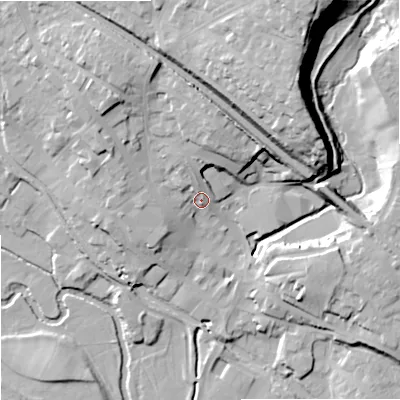 Shaded relief map of the ground around ST158ZB, computed from Environment Agency LiDAR. The ground here sits at about 92 m above sea level and falls 30 m across the surrounding 800 m. Surface water reaching this point runs off ground lying to the north-north-east, 10.2 m higher.