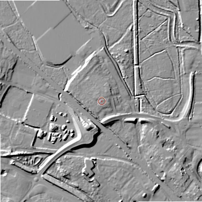 Shaded relief map of the ground around ST162TT, computed from Environment Agency LiDAR. The ground here sits at about 79 m above sea level and falls 11 m across the surrounding 800 m. Surface water reaching this point runs off ground lying to the north-north-east, 0.6 m higher.
