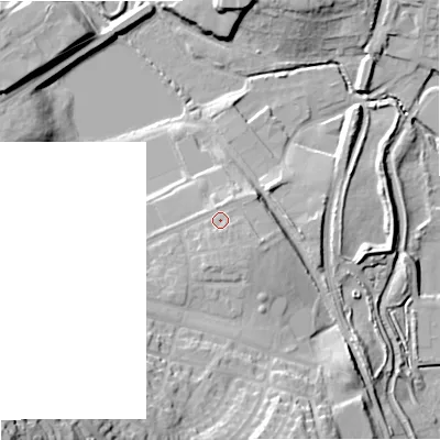 Shaded relief map of the ground around ST16LE, computed from Environment Agency LiDAR. The ground here sits at about 139 m above sea level and falls 46 m across the surrounding 800 m. Surface water reaching this point runs off ground lying to the east-south-east, 1.5 m higher.