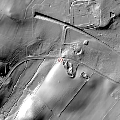 Shaded relief map of the ground around ST170XA, computed from Environment Agency LiDAR. The ground here sits at about 89 m above sea level and falls 39 m across the surrounding 800 m. Surface water reaching this point runs off ground lying to the south-south-east, 8.7 m higher.