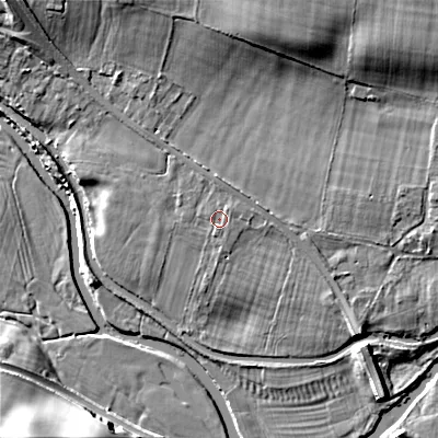 Shaded relief map of the ground around ST170XJ, computed from Environment Agency LiDAR. The ground here sits at about 72 m above sea level and falls 17 m across the surrounding 800 m. Surface water reaching this point runs off ground lying to the north-west, 1.0 m higher.