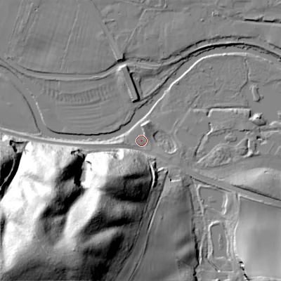 Shaded relief map of the ground around ST170XS, computed from Environment Agency LiDAR. The ground here sits at about 70 m above sea level and falls 69 m across the surrounding 800 m. Surface water reaching this point runs off ground lying to the south-south-west, 57.5 m higher.