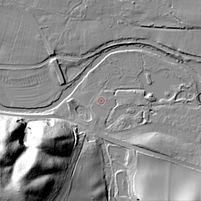 Shaded relief map of the ground around ST170YA, computed from Environment Agency LiDAR. The ground here sits at about 70 m above sea level and falls 64 m across the surrounding 800 m. Surface water reaching this point runs off ground lying to the south-west, 60.1 m higher.
