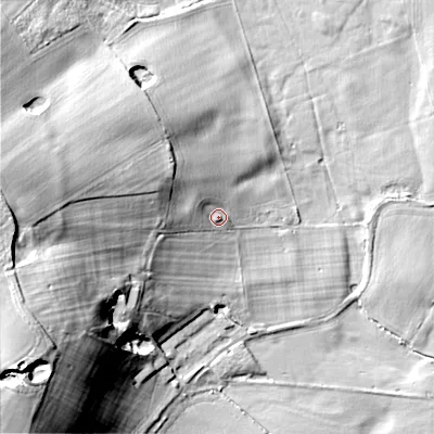 Shaded relief map of the ground around ST180XJ, computed from Environment Agency LiDAR. The ground here sits at about 80 m above sea level and falls 33 m across the surrounding 800 m. Surface water reaching this point runs off ground lying to the west, 20.1 m higher.