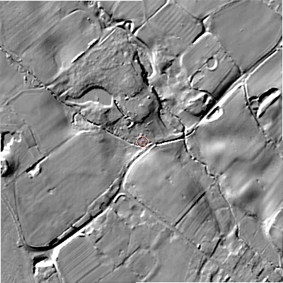 Shaded relief map of the ground around ST189PL, computed from Environment Agency LiDAR. The ground here sits at about 84 m above sea level and falls 18 m across the surrounding 800 m. Surface water reaching this point runs off ground lying to the west, 15.1 m higher.