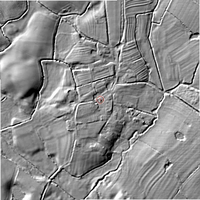 Shaded relief map of the ground around ST200AE, computed from Environment Agency LiDAR. The ground here sits at about 92 m above sea level and falls 8 m across the surrounding 800 m. Surface water reaching this point runs off ground lying to the west-south-west, 1.2 m higher.