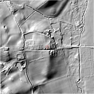 Shaded relief map of the ground around ST216RP, computed from Environment Agency LiDAR. The ground here sits at about 109 m above sea level and falls 47 m across the surrounding 800 m. Surface water reaching this point runs off ground lying to the west-south-west, 3.9 m higher.