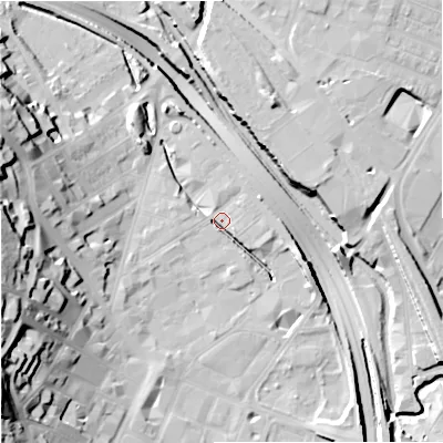 Shaded relief map of the ground around ST41QD, computed from Environment Agency LiDAR. The ground here sits at about 111 m above sea level and falls 31 m across the surrounding 800 m. Surface water reaching this point runs off ground lying to the west-south-west, 27.9 m higher.