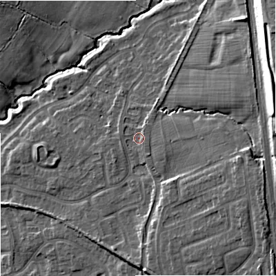 Shaded relief map of the ground around ST48TX, computed from Environment Agency LiDAR. The ground here sits at about 109 m above sea level and falls 23 m across the surrounding 800 m. Surface water reaching this point runs off ground lying to the north-east, 1.7 m higher.