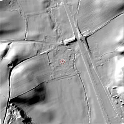 Shaded relief map of the ground around ST55JT, computed from Environment Agency LiDAR. The ground here sits at about 104 m above sea level and falls 52 m across the surrounding 800 m. Surface water reaching this point runs off ground lying to the south-west, 44.0 m higher.
