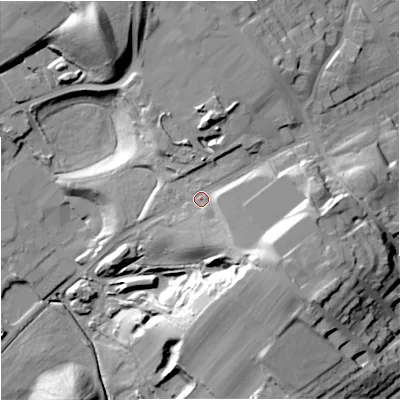 Shaded relief map of the ground around ST56BH, computed from Environment Agency LiDAR. The ground here sits at about 159 m above sea level and falls 45 m across the surrounding 800 m. Surface water reaching this point runs off ground lying to the south-east, 17.4 m higher.