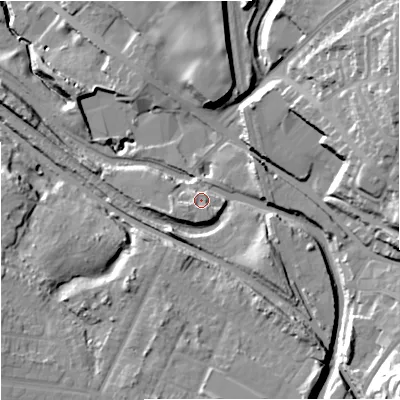 Shaded relief map of the ground around ST71EG, computed from Environment Agency LiDAR. The ground here sits at about 127 m above sea level and falls 39 m across the surrounding 800 m. Surface water reaching this point runs off ground lying to the west-south-west, 4.0 m higher.