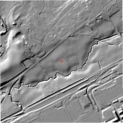 Shaded relief map of the ground around ST72RT, computed from Environment Agency LiDAR. The ground here sits at about 83 m above sea level and falls 17 m across the surrounding 800 m. Surface water reaching this point runs off ground lying to the north-west, 1.2 m higher.
