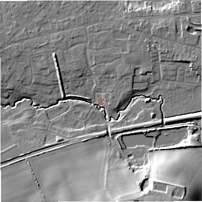 Shaded relief map of the ground around ST72UD, computed from Environment Agency LiDAR. The ground here sits at about 87 m above sea level and falls 28 m across the surrounding 800 m. Surface water reaching this point runs off ground lying to the south-east, 25.6 m higher.