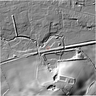 Shaded relief map of the ground around ST72UU, computed from Environment Agency LiDAR. The ground here sits at about 88 m above sea level and falls 28 m across the surrounding 800 m. Surface water reaching this point runs off ground lying to the east-north-east, 3.5 m higher.
