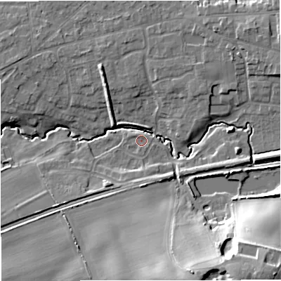 Shaded relief map of the ground around ST72WG, computed from Environment Agency LiDAR. The ground here sits at about 86 m above sea level and falls 28 m across the surrounding 800 m. Surface water reaching this point runs off ground lying to the south-east, 24.8 m higher.