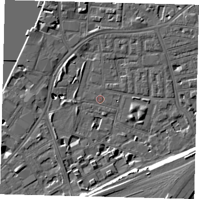 Shaded relief map of the ground around SW112BN, computed from Environment Agency LiDAR. The ground here sits at about 3 m above sea level and falls 48 m across the surrounding 800 m. Surface water reaching this point runs off ground lying to the south-east, 10.7 m higher.