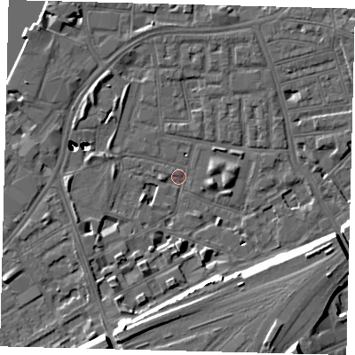 Shaded relief map of the ground around SW112EQ, computed from Environment Agency LiDAR. The ground here sits at about 3 m above sea level and falls 52 m across the surrounding 800 m. Surface water reaching this point runs off ground lying to the south-south-west, 11.0 m higher.