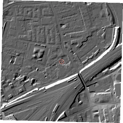 Shaded relief map of the ground around SW112LJ, computed from Environment Agency LiDAR. The ground here sits at about 2 m above sea level and falls 16 m across the surrounding 800 m. Surface water reaching this point runs off ground lying to the south-east, 15.8 m higher.