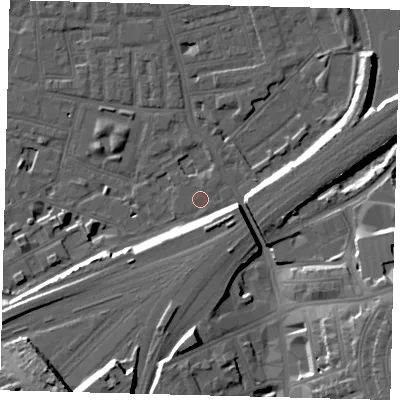Shaded relief map of the ground around SW112NR, computed from Environment Agency LiDAR. The ground here sits at about 3 m above sea level and falls 17 m across the surrounding 800 m. Surface water reaching this point runs off ground lying to the south-south-west, 6.9 m higher.