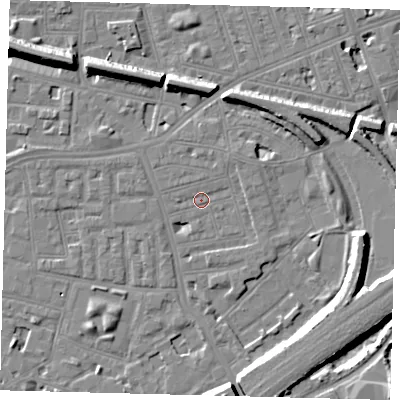 Shaded relief map of the ground around SW112QD, computed from Environment Agency LiDAR. The ground here sits at about 3 m above sea level and falls 10 m across the surrounding 800 m. Surface water reaching this point runs off ground lying to the north-north-east, 3.2 m higher.