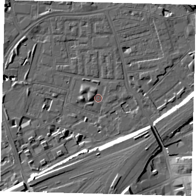 Shaded relief map of the ground around SW112SE, computed from Environment Agency LiDAR. The ground here sits at about 3 m above sea level and falls 52 m across the surrounding 800 m. Surface water reaching this point runs off ground lying to the north-north-west, 1.9 m higher.