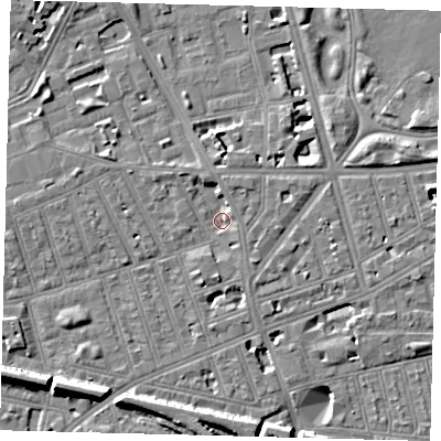 Shaded relief map of the ground around SW113AE, computed from Environment Agency LiDAR. The ground here sits at about 3 m above sea level and falls 11 m across the surrounding 800 m. Surface water reaching this point runs off ground lying to the north-north-west, 2.6 m higher.