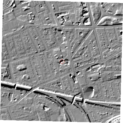 Shaded relief map of the ground around SW113EJ, computed from Environment Agency LiDAR. The ground here sits at about 3 m above sea level and falls 11 m across the surrounding 800 m. Surface water reaching this point runs off ground lying to the north-east, 3.6 m higher.