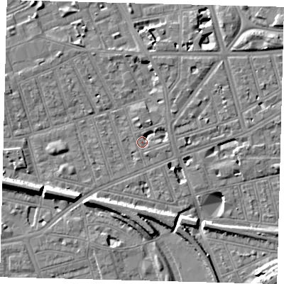 Shaded relief map of the ground around SW113EQ, computed from Environment Agency LiDAR. The ground here sits at about 3 m above sea level and falls 11 m across the surrounding 800 m. Surface water reaching this point runs off ground lying to the north-east, 3.6 m higher.