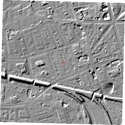 Shaded relief map of the ground around SW113EW, computed from Environment Agency LiDAR. The ground here sits at about 3 m above sea level and falls 12 m across the surrounding 800 m. Surface water reaching this point runs off ground lying to the north-west, 0.7 m higher.