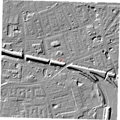 Shaded relief map of the ground around SW113EZ, computed from Environment Agency LiDAR. The ground here sits at about 3 m above sea level and falls 11 m across the surrounding 800 m. Surface water reaching this point runs off ground lying to the south-west, 6.1 m higher.