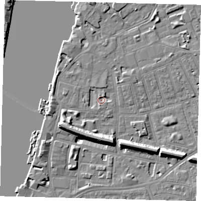 Shaded relief map of the ground around SW113HJ, computed from Environment Agency LiDAR. The ground here sits at about 4 m above sea level and falls 11 m across the surrounding 800 m. Surface water reaching this point runs off ground lying to the north-north-east, 2.9 m higher.