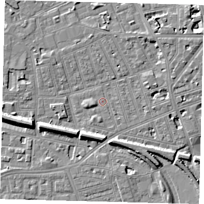 Shaded relief map of the ground around SW113HQ, computed from Environment Agency LiDAR. The ground here sits at about 3 m above sea level and falls 12 m across the surrounding 800 m. Surface water reaching this point runs off ground lying to the south-west, 7.1 m higher.