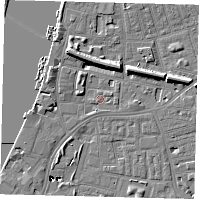 Shaded relief map of the ground around SW113SN, computed from Environment Agency LiDAR. The ground here sits at about 4 m above sea level and falls 47 m across the surrounding 800 m. Surface water reaching this point runs off ground lying to the east-north-east, 1.6 m higher.
