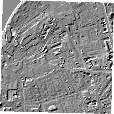 Shaded relief map of the ground around SW113TF, computed from Environment Agency LiDAR. The ground here sits at about 3 m above sea level and falls 7 m across the surrounding 800 m. Surface water reaching this point runs off ground lying to the south-south-east, 2.0 m higher.