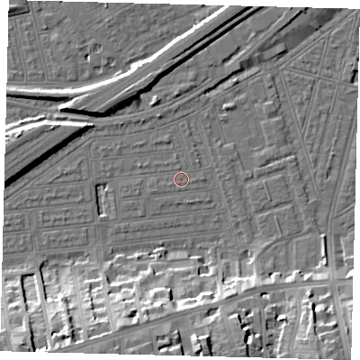 Shaded relief map of the ground around SW115UN, computed from Environment Agency LiDAR. The ground here sits at about 3 m above sea level and falls 19 m across the surrounding 800 m. Surface water reaching this point runs off ground lying to the west-south-west, 0.7 m higher.