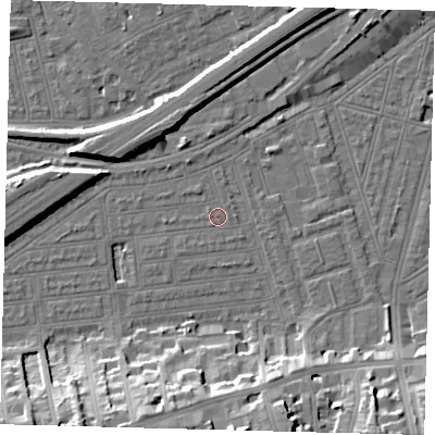 Shaded relief map of the ground around SW115XE, computed from Environment Agency LiDAR. The ground here sits at about 3 m above sea level and falls 18 m across the surrounding 800 m. Surface water reaching this point runs off ground lying to the west, 0.7 m higher.