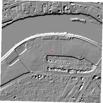 Shaded relief map of the ground around SW139JT, computed from Environment Agency LiDAR. The ground here sits at about 5 m above sea level and falls 6 m across the surrounding 800 m. Surface water reaching this point runs off ground lying to the north-east, 2.0 m higher.