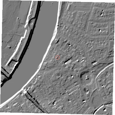 Shaded relief map of the ground around SW139LH, computed from Environment Agency LiDAR. The ground here sits at about 6 m above sea level and falls 9 m across the surrounding 800 m. Surface water reaching this point runs off ground lying to the south-south-west, 0.7 m higher.