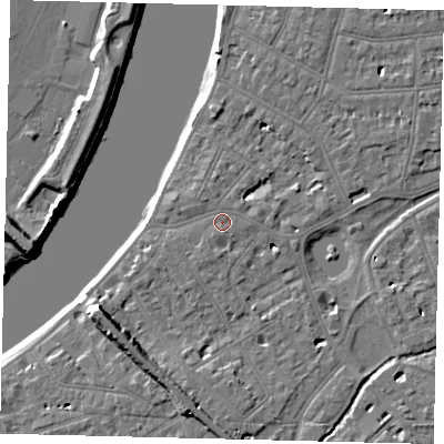 Shaded relief map of the ground around SW139LW, computed from Environment Agency LiDAR. The ground here sits at about 5 m above sea level and falls 9 m across the surrounding 800 m. Surface water reaching this point runs off ground lying to the north-east, 0.6 m higher.