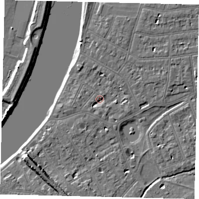 Shaded relief map of the ground around SW139PZ, computed from Environment Agency LiDAR. The ground here sits at about 5 m above sea level and falls 9 m across the surrounding 800 m. Surface water reaching this point runs off ground lying to the south-west, 1.9 m higher.