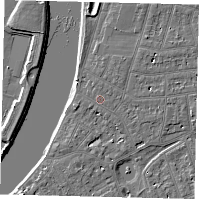 Shaded relief map of the ground around SW139QG, computed from Environment Agency LiDAR. The ground here sits at about 5 m above sea level and falls 7 m across the surrounding 800 m. Surface water reaching this point runs off ground lying to the north-east, 0.9 m higher.